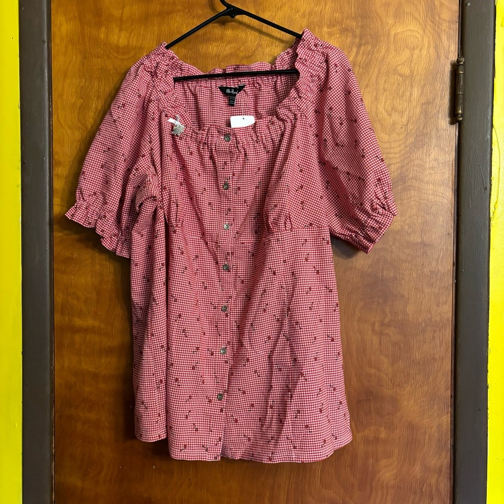 Ulla Popken Women’s Red Gingham Top Size 20/22 BNWT